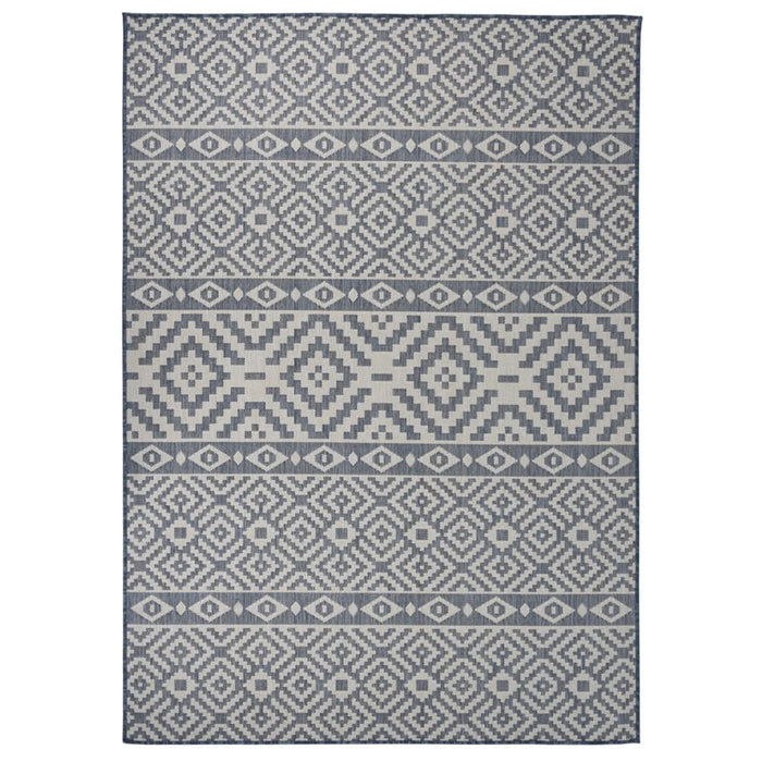 vidaXL Outdoor Flatweave Rug 140x200 cm Blue Stripes