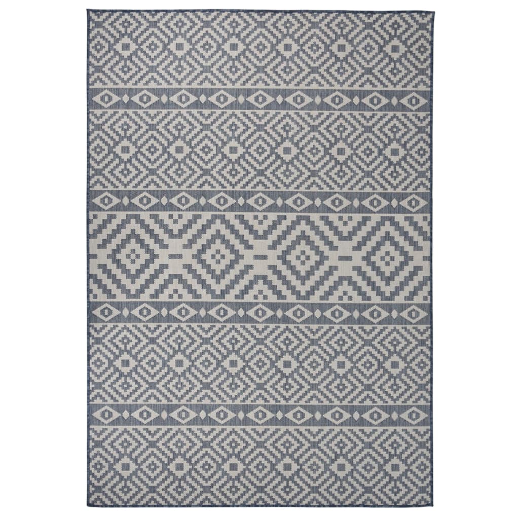 vidaXL Outdoor Flatweave Rug 160x230 cm Blue Stripes