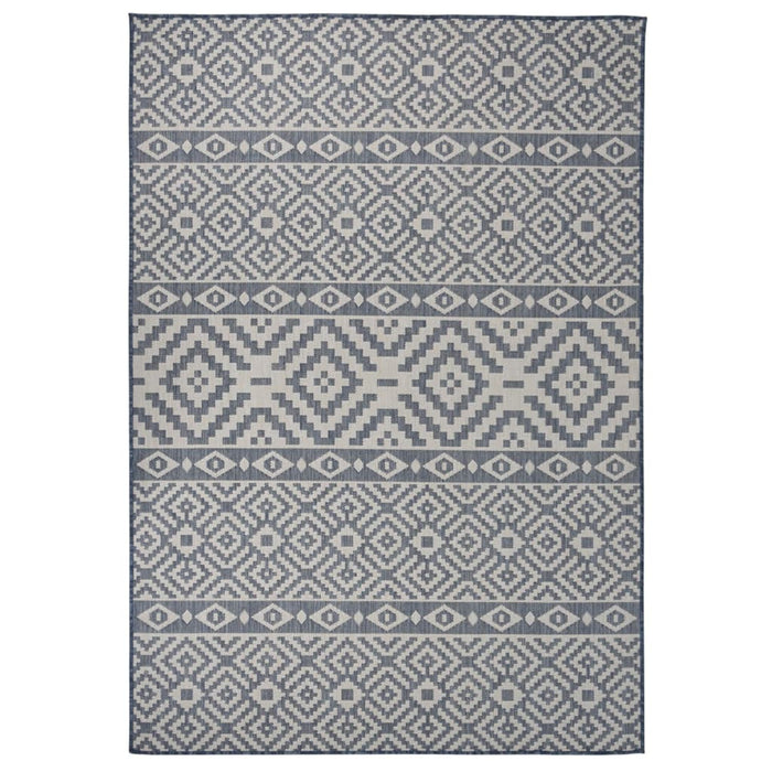 vidaXL Outdoor Flatweave Rug 160x230 cm Blue Stripes