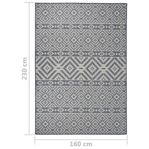 vidaXL Outdoor Flatweave Rug 160x230 cm Blue Stripes