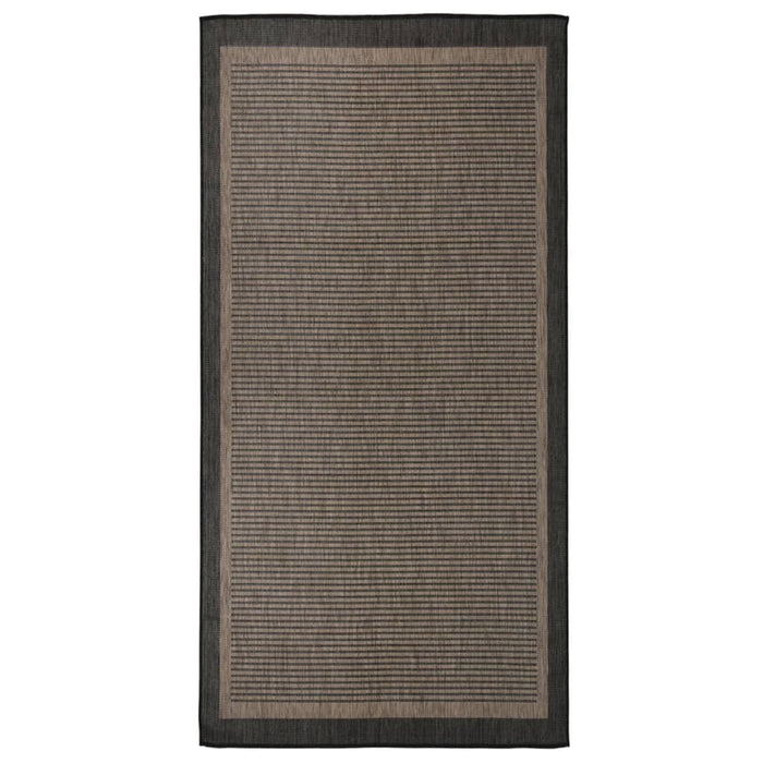 vidaXL Outdoor Flatweave Rug 100x200 cm Dark Brown