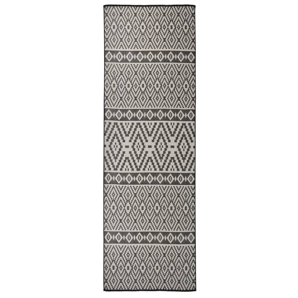 vidaXL Outdoor Flatweave Rug 80x250 cm Black Stripes