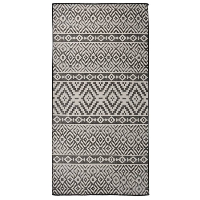 vidaXL Outdoor Flatweave Rug 100x200 cm Black Stripes