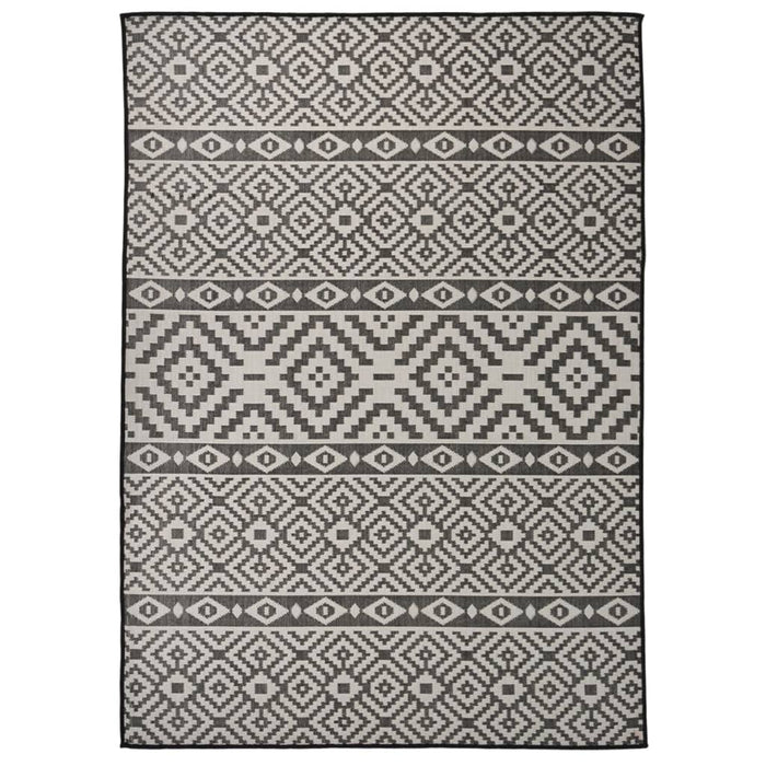 vidaXL Outdoor Flatweave Rug 120x170 cm Black Stripes