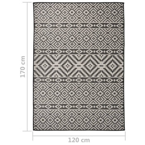 vidaXL Outdoor Flatweave Rug 120x170 cm Black Stripes