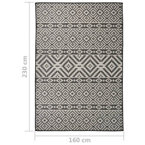 vidaXL Outdoor Flatweave Rug 160x230 cm Black Stripes