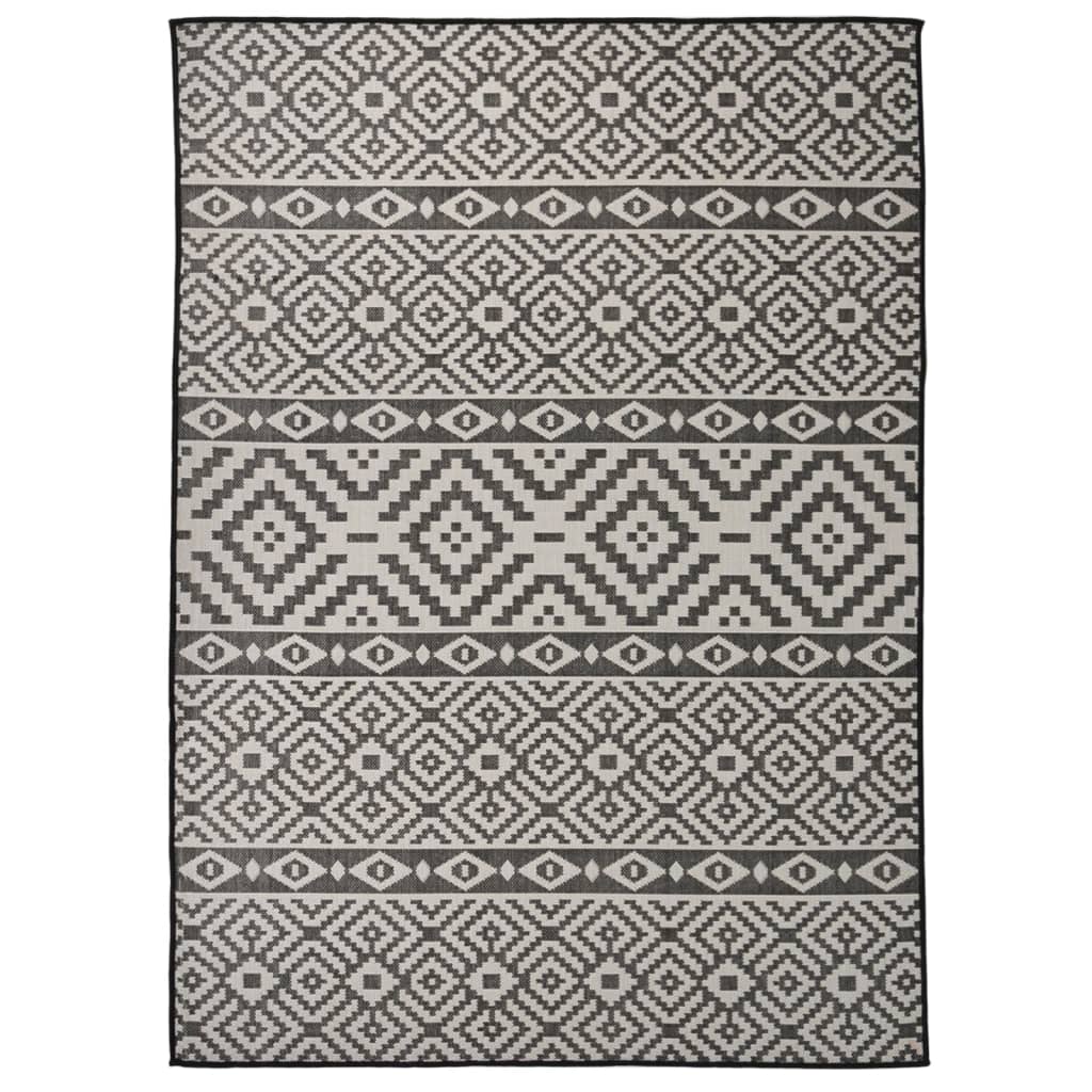 vidaXL Outdoor Flatweave Rug 200x280 cm Black Stripes