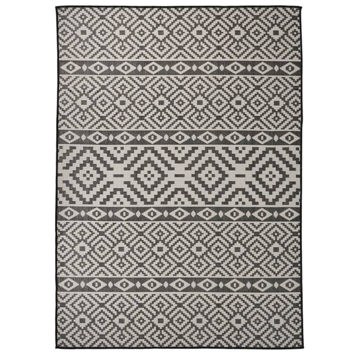 vidaXL Outdoor Flatweave Rug 200x280 cm Black Stripes