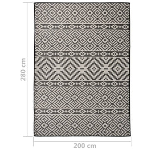 vidaXL Outdoor Flatweave Rug 200x280 cm Black Stripes