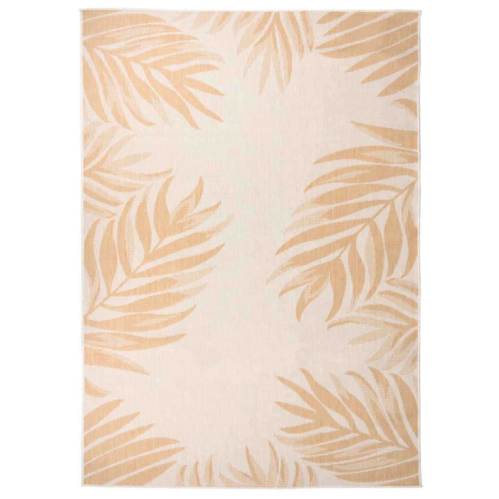 vidaXL Outdoor Flatweave Rug 140x200 cm Leaf Pattern