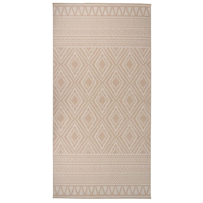 vidaXL Outdoor Flatweave Rug 100x200 cm Brown Stripes