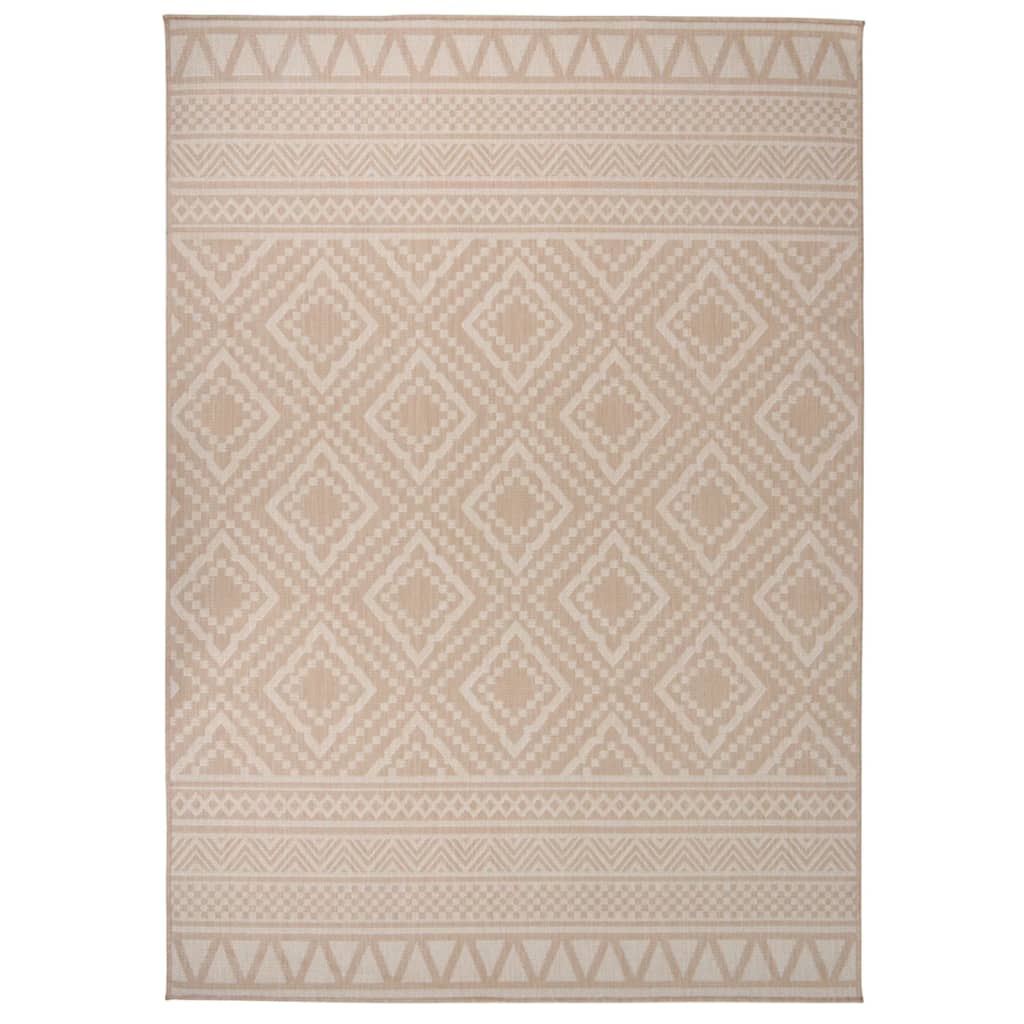 vidaXL Outdoor Flatweave Rug 120x170 cm Brown Stripes