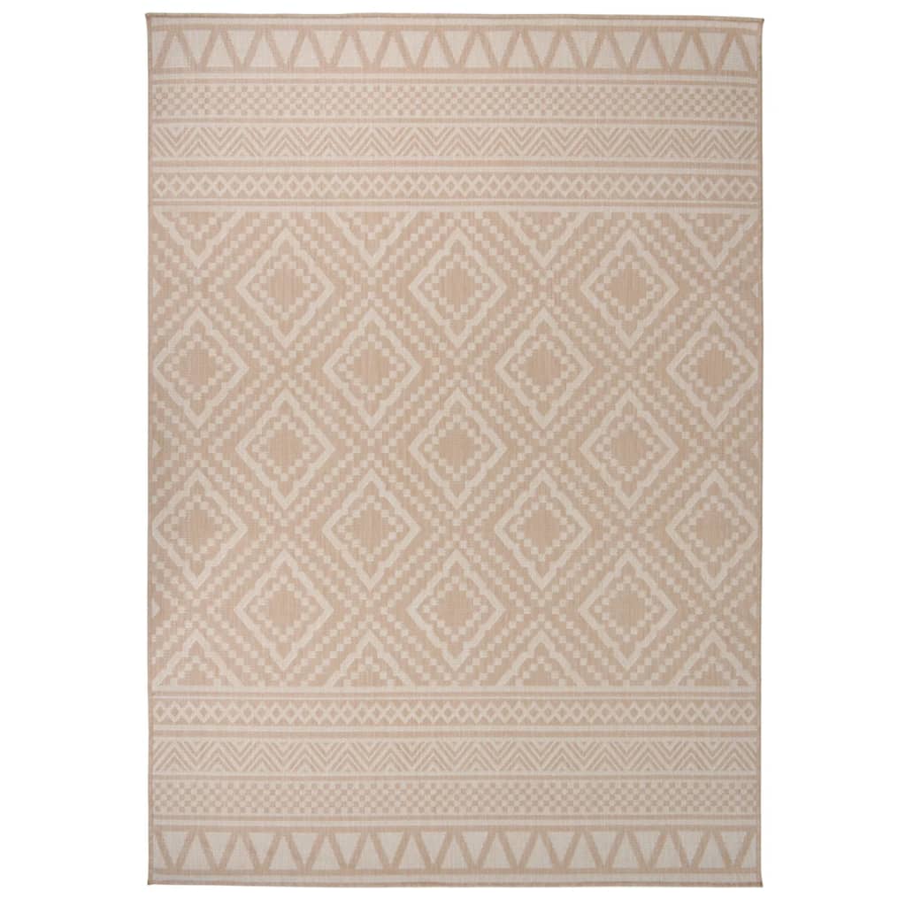 vidaXL Outdoor Flatweave Rug 140x200 cm Brown Stripes