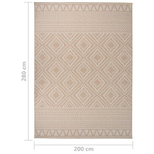 vidaXL Outdoor Flatweave Rug 200x280 cm Brown Stripes