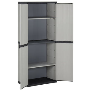 vidaXL Garden Storage Cabinet with 3 Shelves Grey&Black 68x40x168 cm