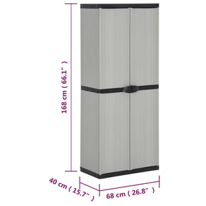 vidaXL Garden Storage Cabinet with 3 Shelves Grey&Black 68x40x168 cm