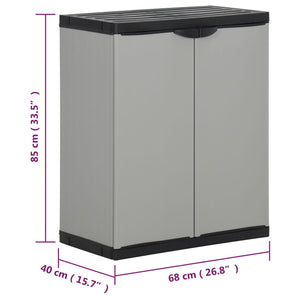 vidaXL Garden Waste Cabinet Grey and Black 68x40x85 cm PP