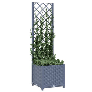 vidaXL Garden Planter with Trellis Dark Grey 40x40x136 cm PP