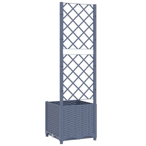 vidaXL Garden Planter with Trellis Dark Grey 40x40x136 cm PP