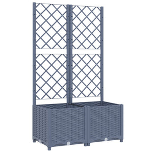 vidaXL Garden Planter with Trellis Dark Grey 80x40x136 cm PP