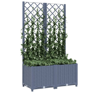 vidaXL Garden Planter with Trellis Dark Grey 80x40x136 cm PP