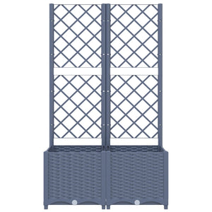 vidaXL Garden Planter with Trellis Dark Grey 80x40x136 cm PP