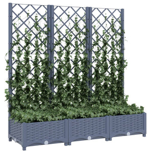 vidaXL Garden Planter with Trellis Dark Grey 120x40x121.5 cm PP