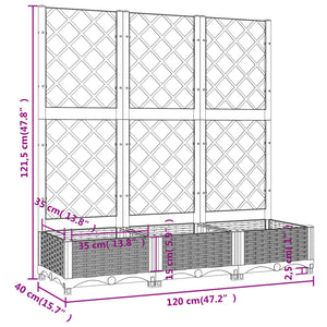 vidaXL Garden Planter with Trellis Dark Grey 120x40x121.5 cm PP