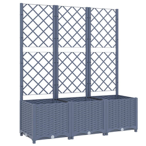 vidaXL Garden Planter with Trellis Dark Grey 120x40x136 cm PP