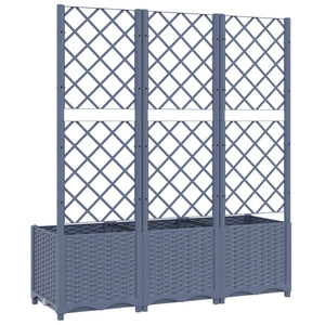 vidaXL Garden Planter with Trellis Dark Grey 120x40x136 cm PP