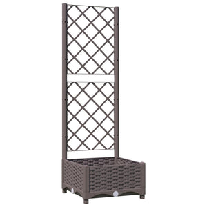 vidaXL Garden Planter with Trellis Brown 40x40x121.5 cm PP