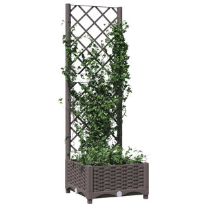 vidaXL Garden Planter with Trellis Brown 40x40x121.5 cm PP