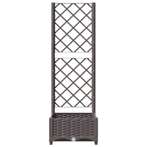 vidaXL Garden Planter with Trellis Brown 40x40x121.5 cm PP