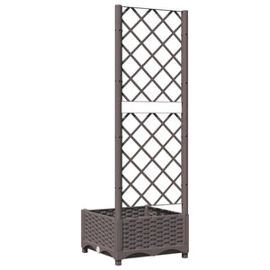 vidaXL Garden Planter with Trellis Brown 40x40x121.5 cm PP