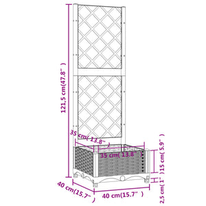 vidaXL Garden Planter with Trellis Brown 40x40x121.5 cm PP