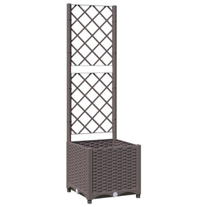 vidaXL Garden Planter with Trellis Brown 40x40x136 cm PP