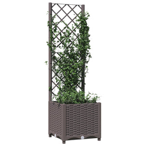 vidaXL Garden Planter with Trellis Brown 40x40x136 cm PP