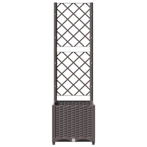 vidaXL Garden Planter with Trellis Brown 40x40x136 cm PP