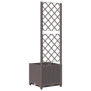 vidaXL Garden Planter with Trellis Brown 40x40x136 cm PP