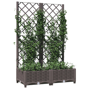 vidaXL Garden Planter with Trellis Brown 80x40x121.5 cm PP