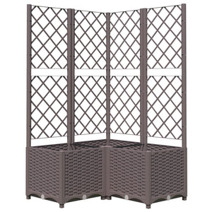 vidaXL Garden Planter with Trellis Brown 80x80x136 cm PP