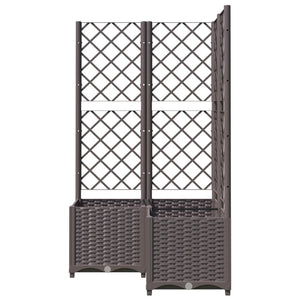 vidaXL Garden Planter with Trellis Brown 80x80x136 cm PP