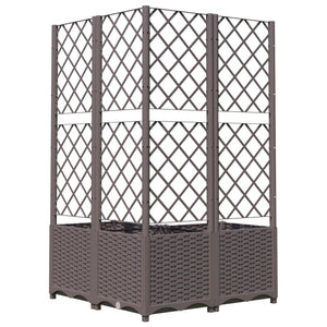 vidaXL Garden Planter with Trellis Brown 80x80x136 cm PP