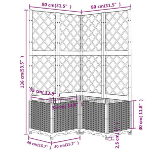 vidaXL Garden Planter with Trellis Brown 80x80x136 cm PP