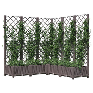 vidaXL Garden Planter with Trellis Brown 120x120x121.5 cm PP