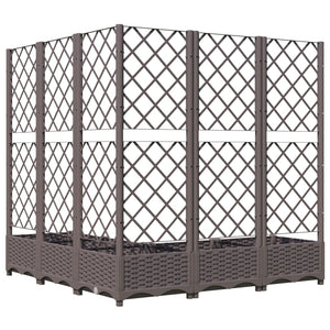 vidaXL Garden Planter with Trellis Brown 120x120x121.5 cm PP