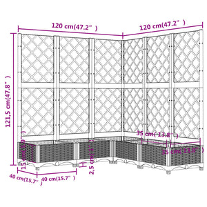 vidaXL Garden Planter with Trellis Brown 120x120x121.5 cm PP