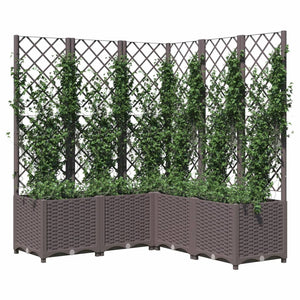 vidaXL Garden Planter with Trellis Brown 120x120x136 cm PP