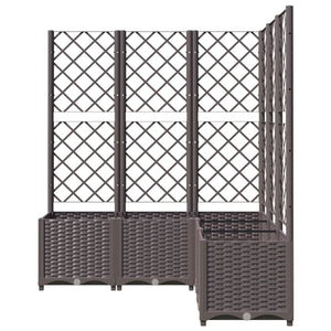 vidaXL Garden Planter with Trellis Brown 120x120x136 cm PP