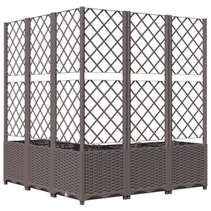 vidaXL Garden Planter with Trellis Brown 120x120x136 cm PP